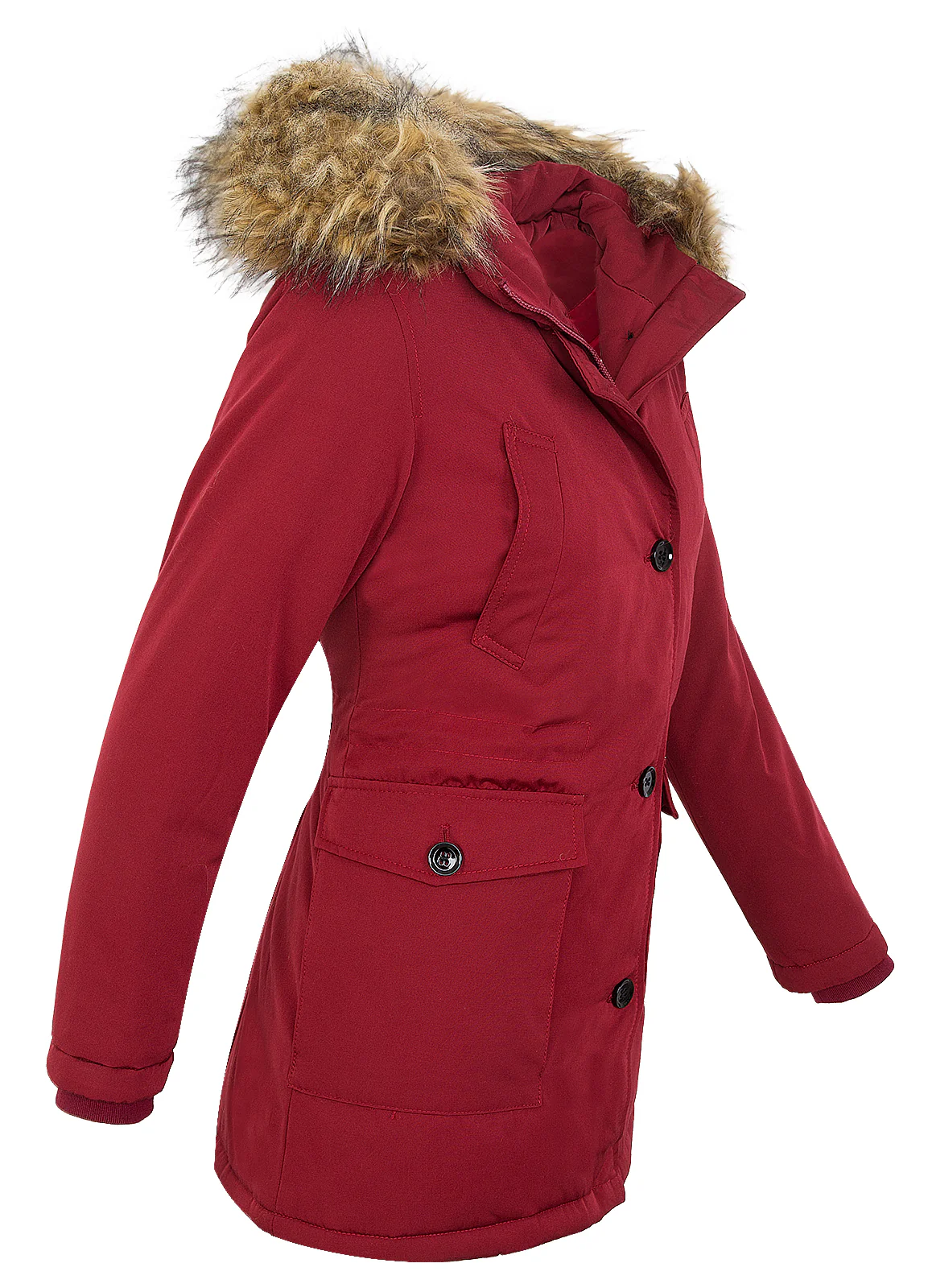 Damen Winterjacke mit Natur Kunst-Fellkragen D-376 - Image 5
