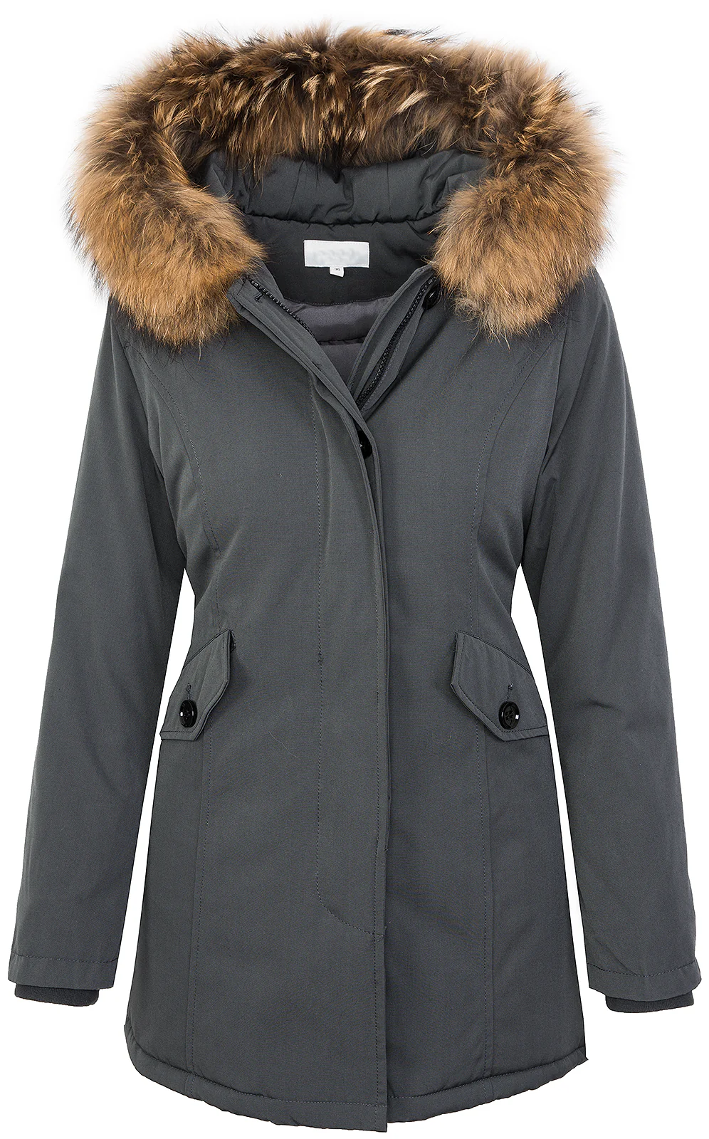 Damen Winterjacke Parka Echtfell Kapuze D-204