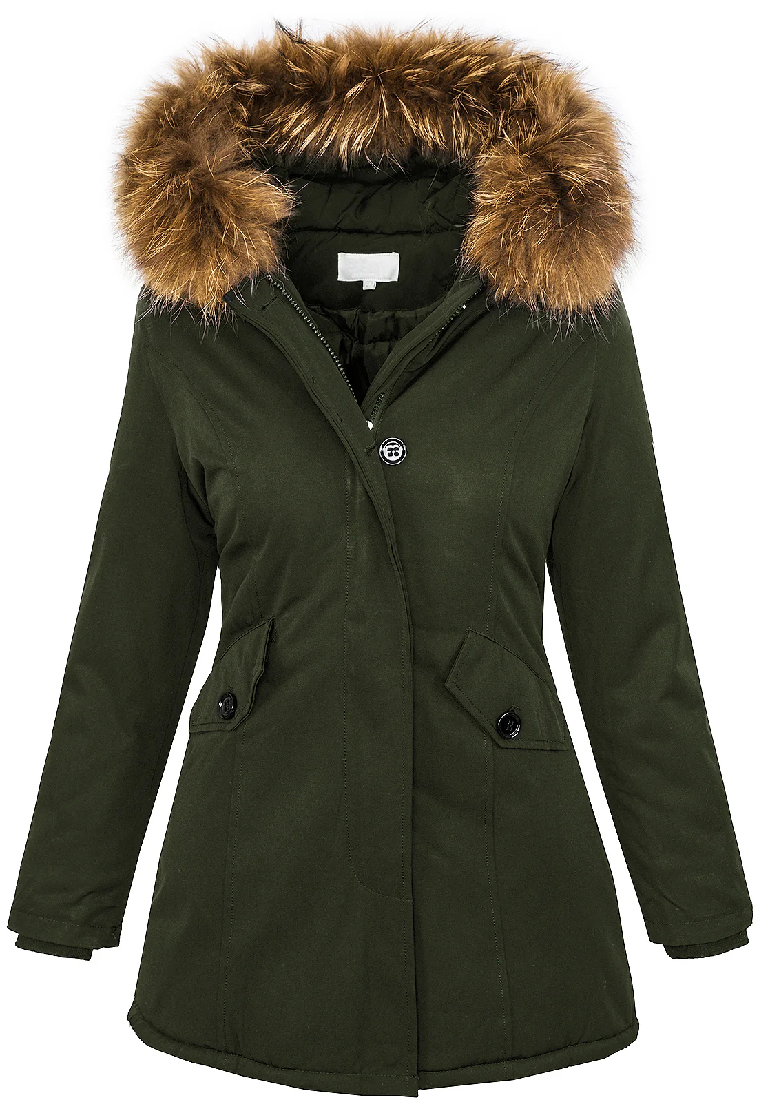 Damen Winterjacke Parka Echtfell Kapuze D-204 - Image 2