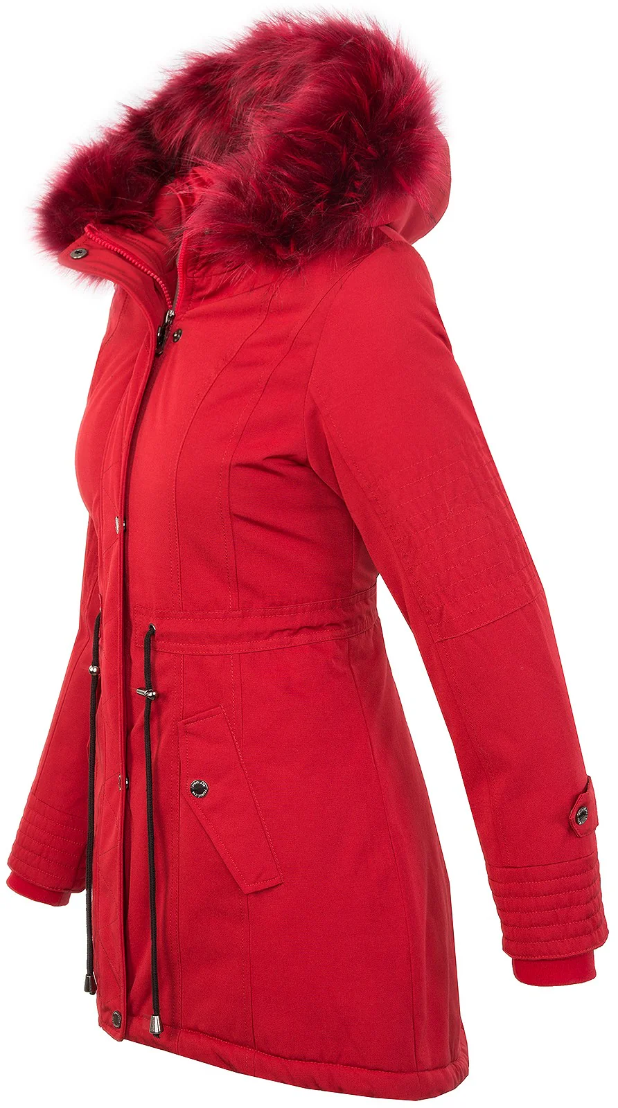 Damen Winterjacke Parka Kapuze mit Kunstfellkragen D-345 - Image 4