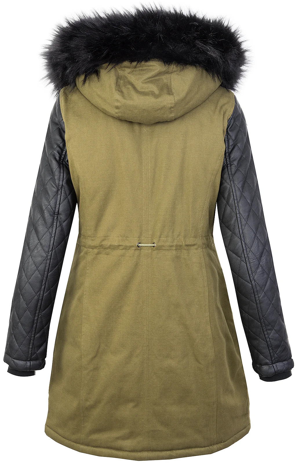 Damen Winterjacke Parka Kunstlederärmel D-348 - Image 4