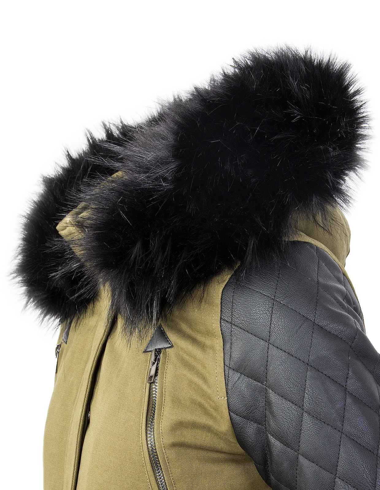 Damen Winterjacke Parka Kunstlederärmel D-348 - Image 6