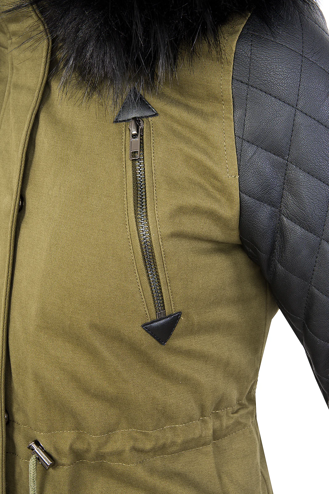 Damen Winterjacke Parka Kunstlederärmel D-348 - Image 7