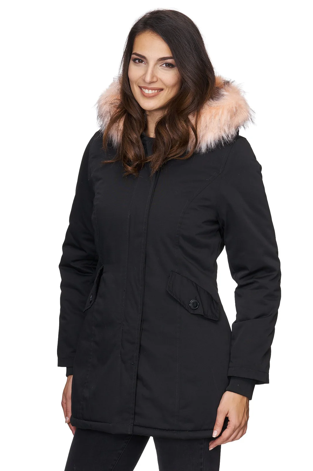 Damen Winterjacke Parka mit Kapuze Kunstfellkragen D-224 - Image 7