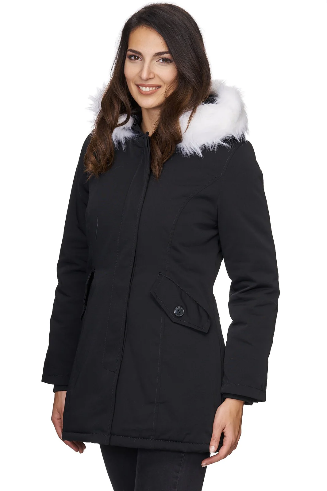 Damen Winterjacke Parka mit Kapuze Kunstfellkragen D-224 - Image 9