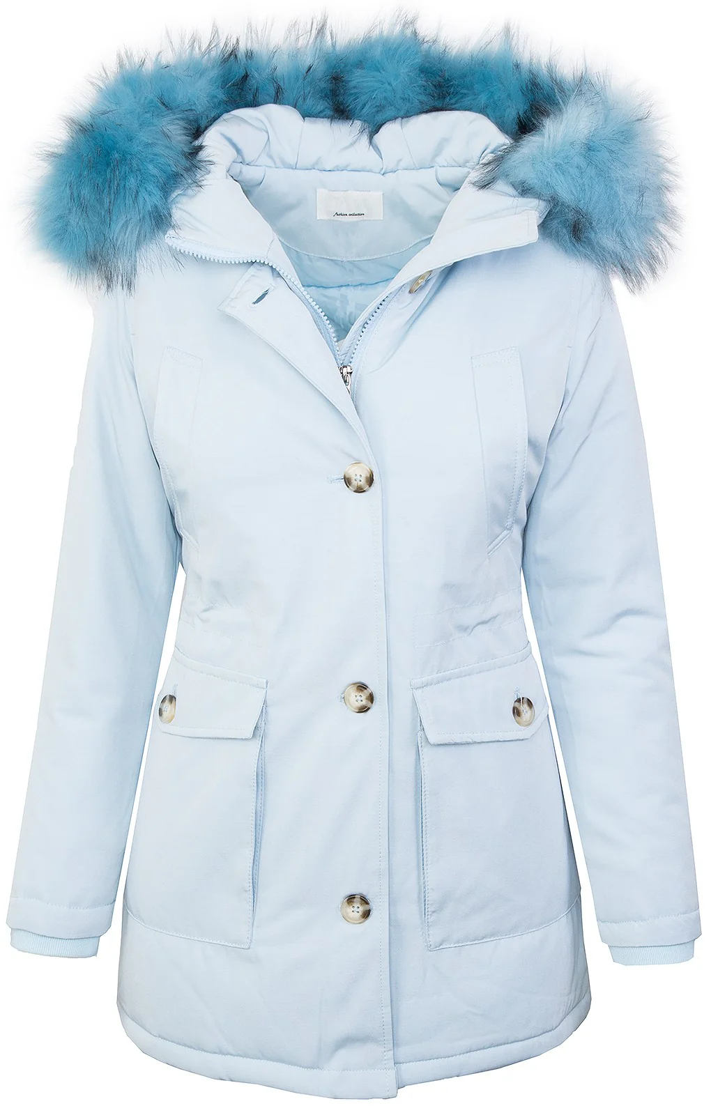 Damen Winterjacke Parka mit Kapuze Kunstfellkragen D-350 - Image 4