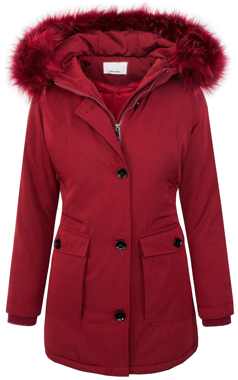 Damen Winterjacke Parka mit Kapuze Kunstfellkragen D-350 - Image 5
