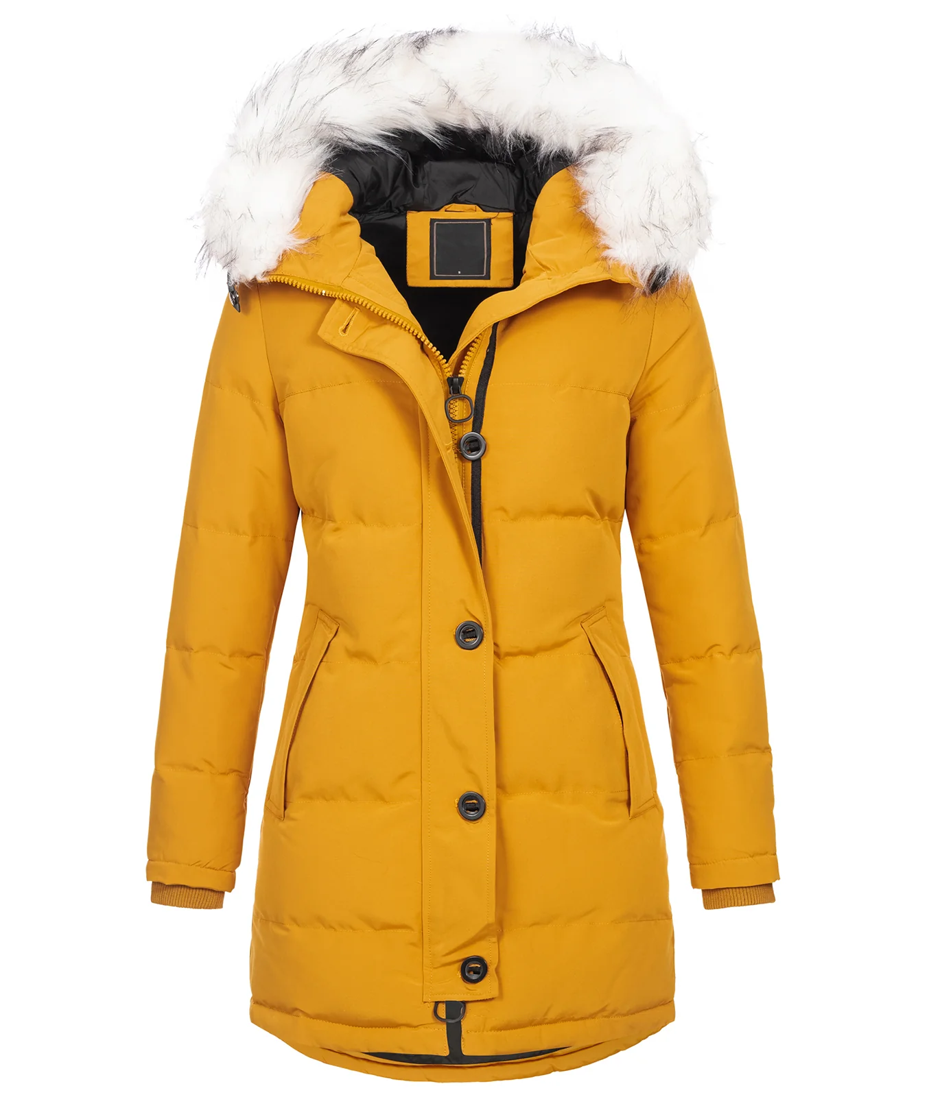 Damen Winterjacke Parka mit Kunstfellkragen D-429