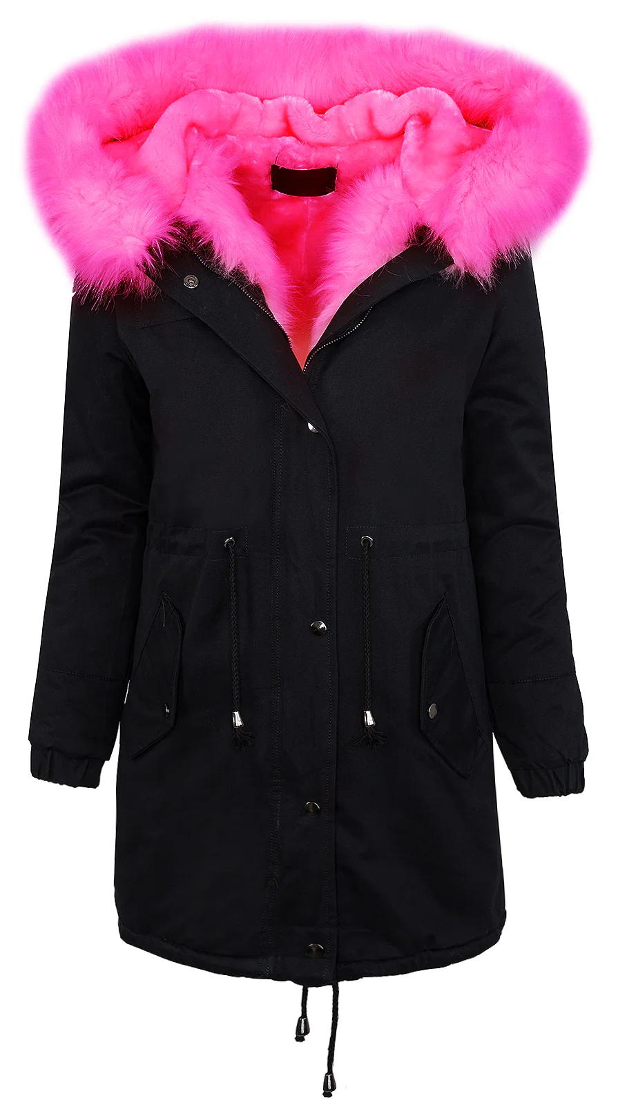 Damen Wintermantel Parka mit XXL-Kunstfellkragen gefüttert D-256 - Image 4