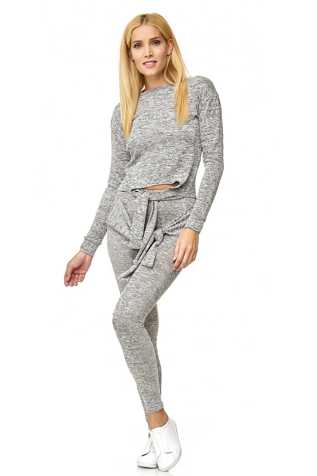 Damen Zweiteiler Fitnessanzug Grau D-422 - Image 2