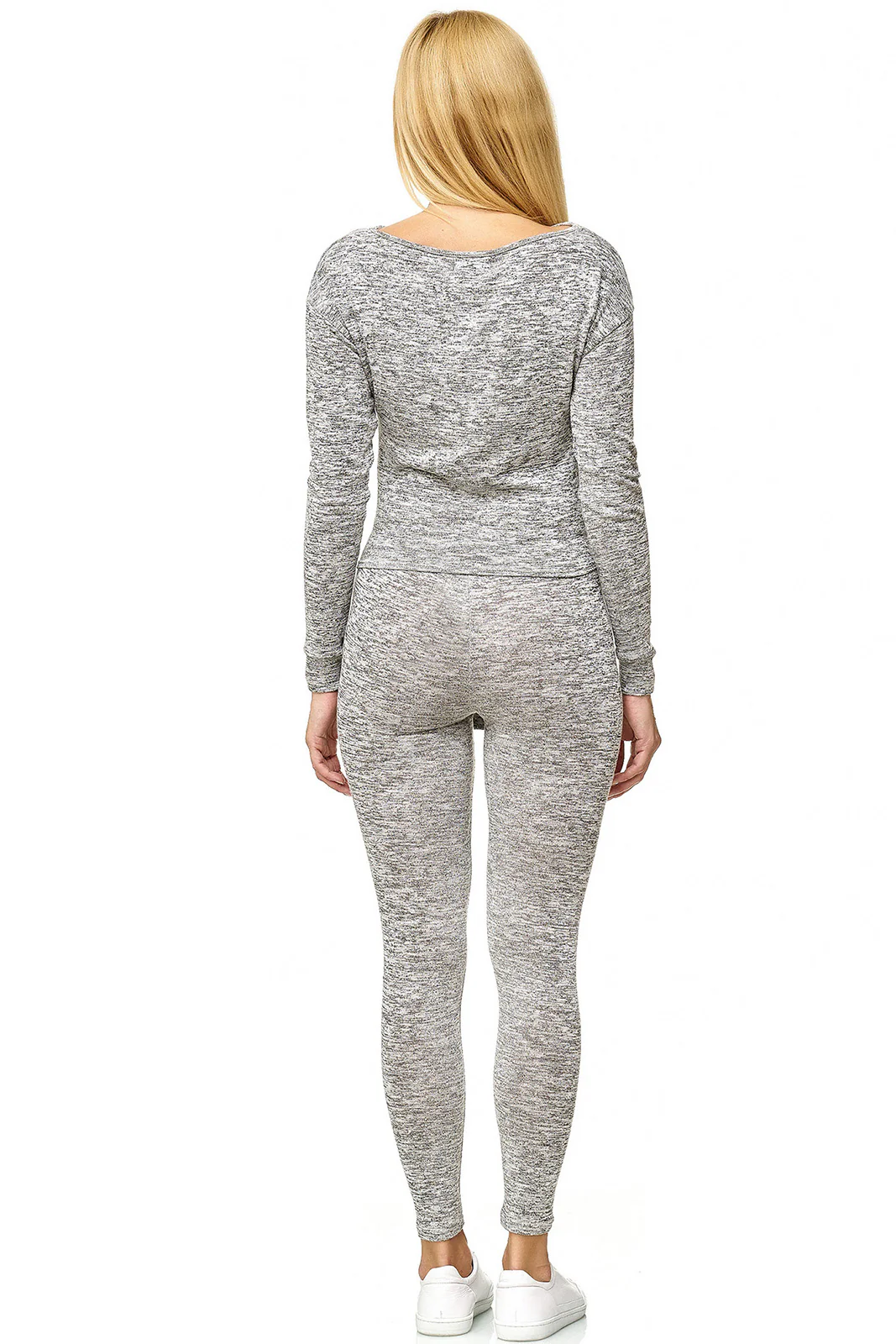 Damen Zweiteiler Fitnessanzug Grau D-422 - Image 4