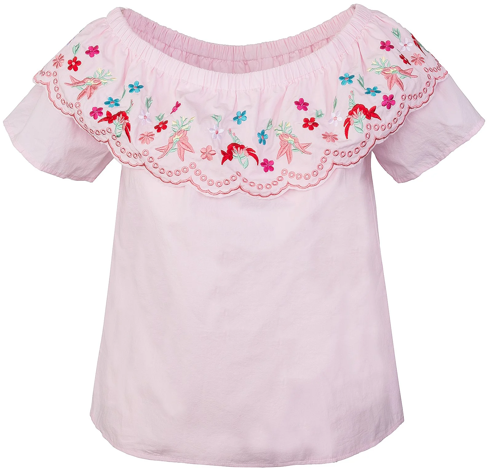 Designer Damen Bluse Top Tunika Blumenstickerei D-321 - Image 2