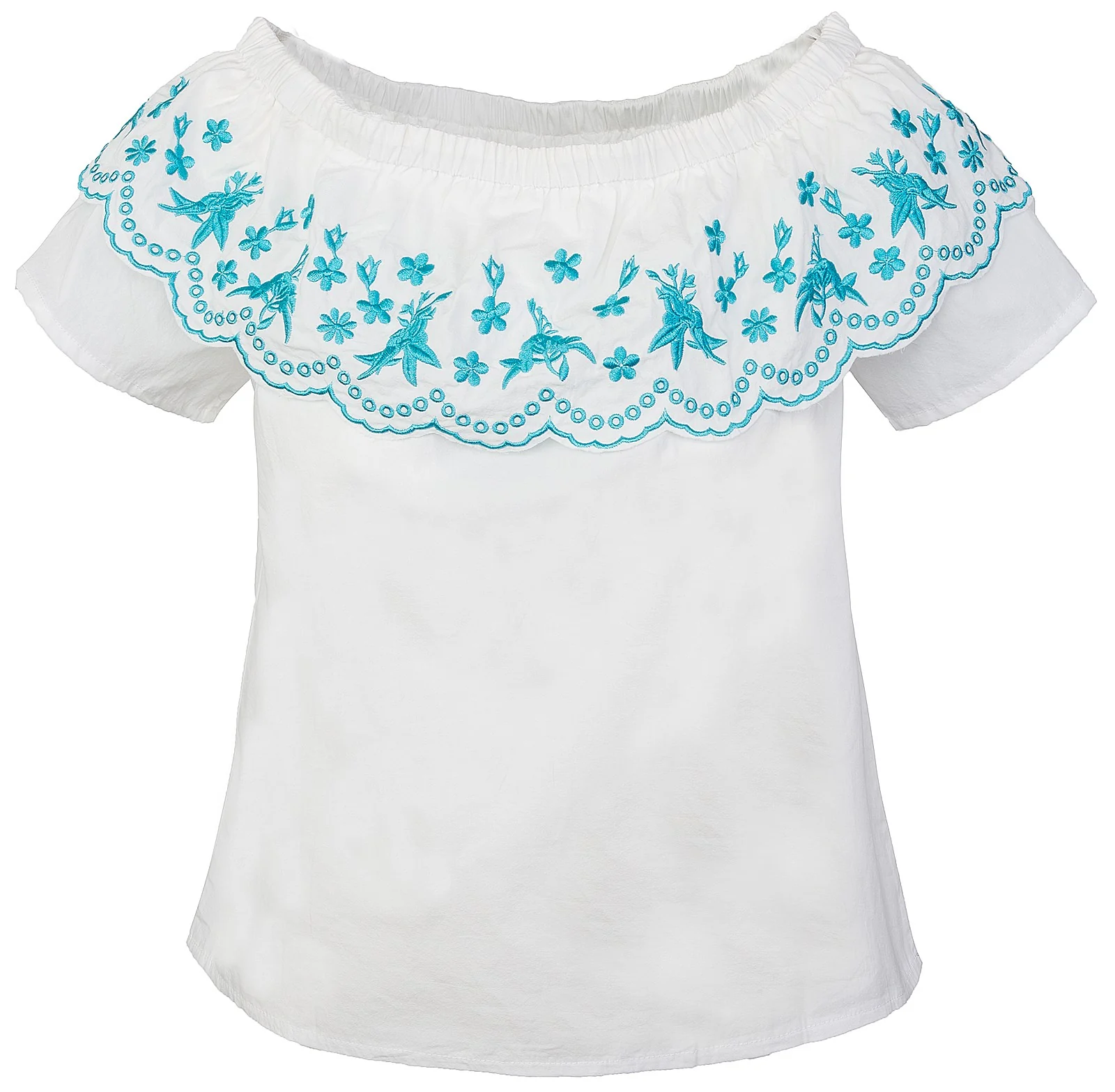 Designer Damen Bluse Top Tunika Blumenstickerei D-321 - Image 4