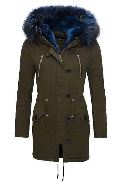 Designer Winter Mantel Parka Winter Jacke Fell Kapuze Kunstpelz Parka  D-81
