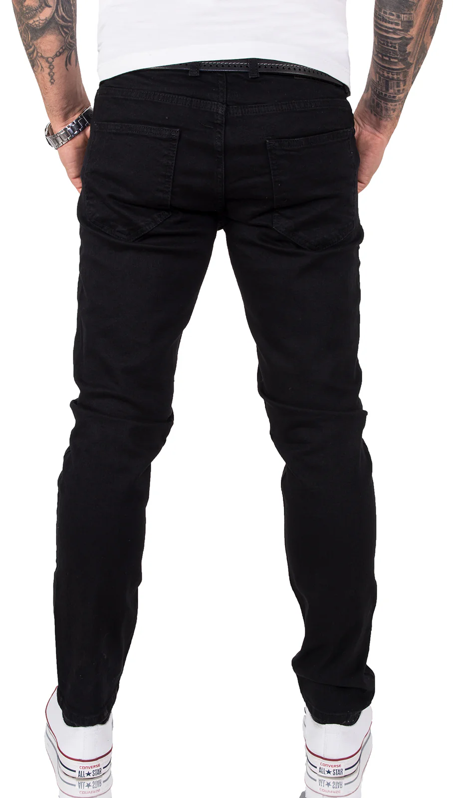Gelverie Herren Jeans Slim Fit Schwarz G-103 - Image 3
