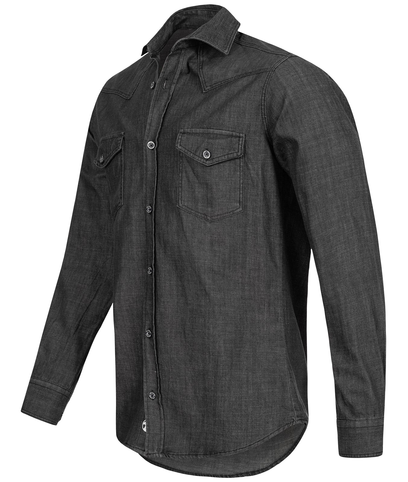Gelverie Herren Jeanshemd Kentkragen Dunkelgrau GH-101 - Image 2