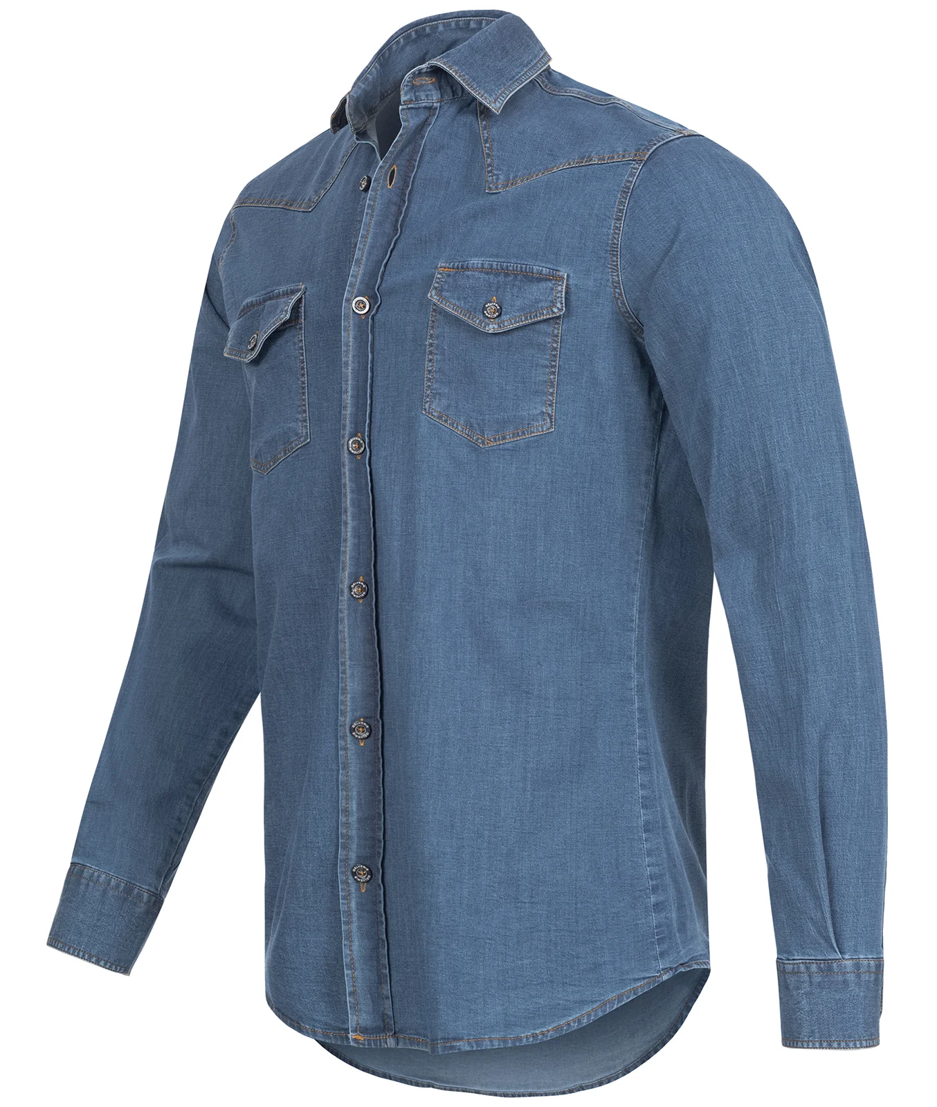 Gelverie Herren Jeanshemd Kentkragen Hellblau GH-104 - Image 2
