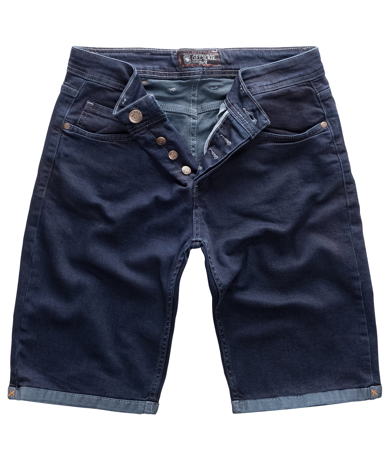 Gelverie Herren Jeansshorts Slim Fit Dunkelblau G-301