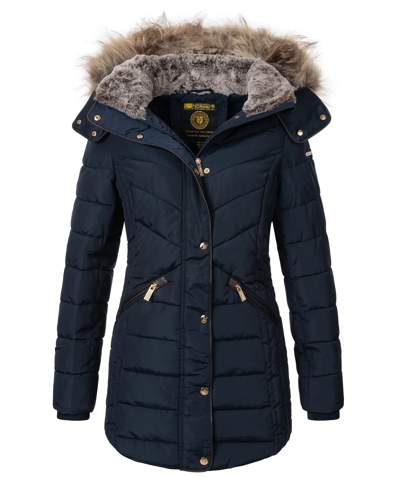 Geographical Norway Damen Winter Jacke mit Kunstfellkragen D-456