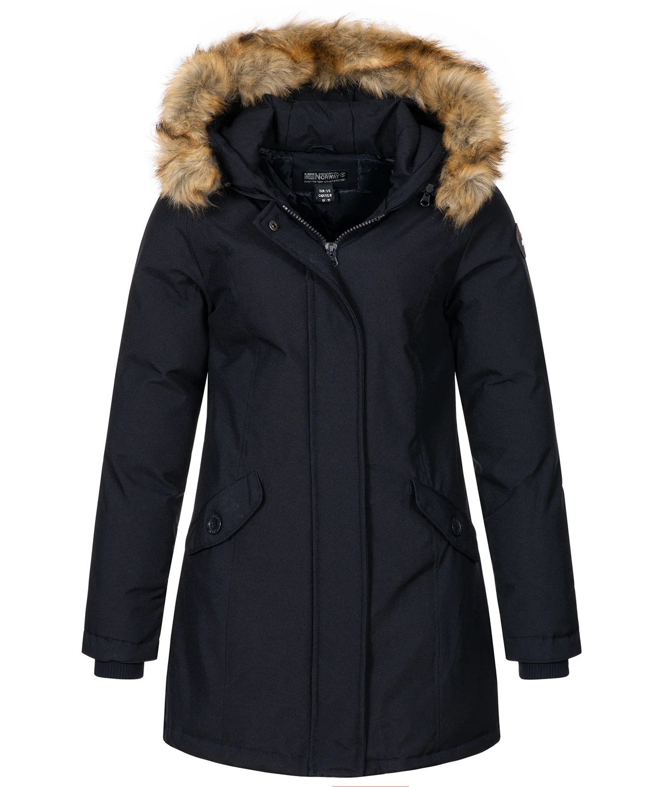 Geographical Norway Damen Winter Mantel mit Kunstfellkragen D-451