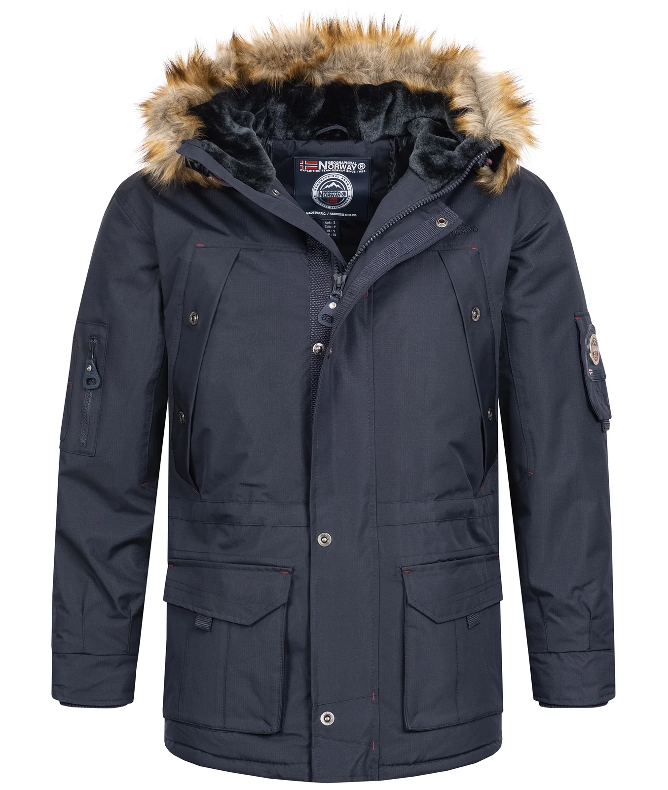 Geographical Norway Herren Winter Jacke Parka mit Kunstfell H-229