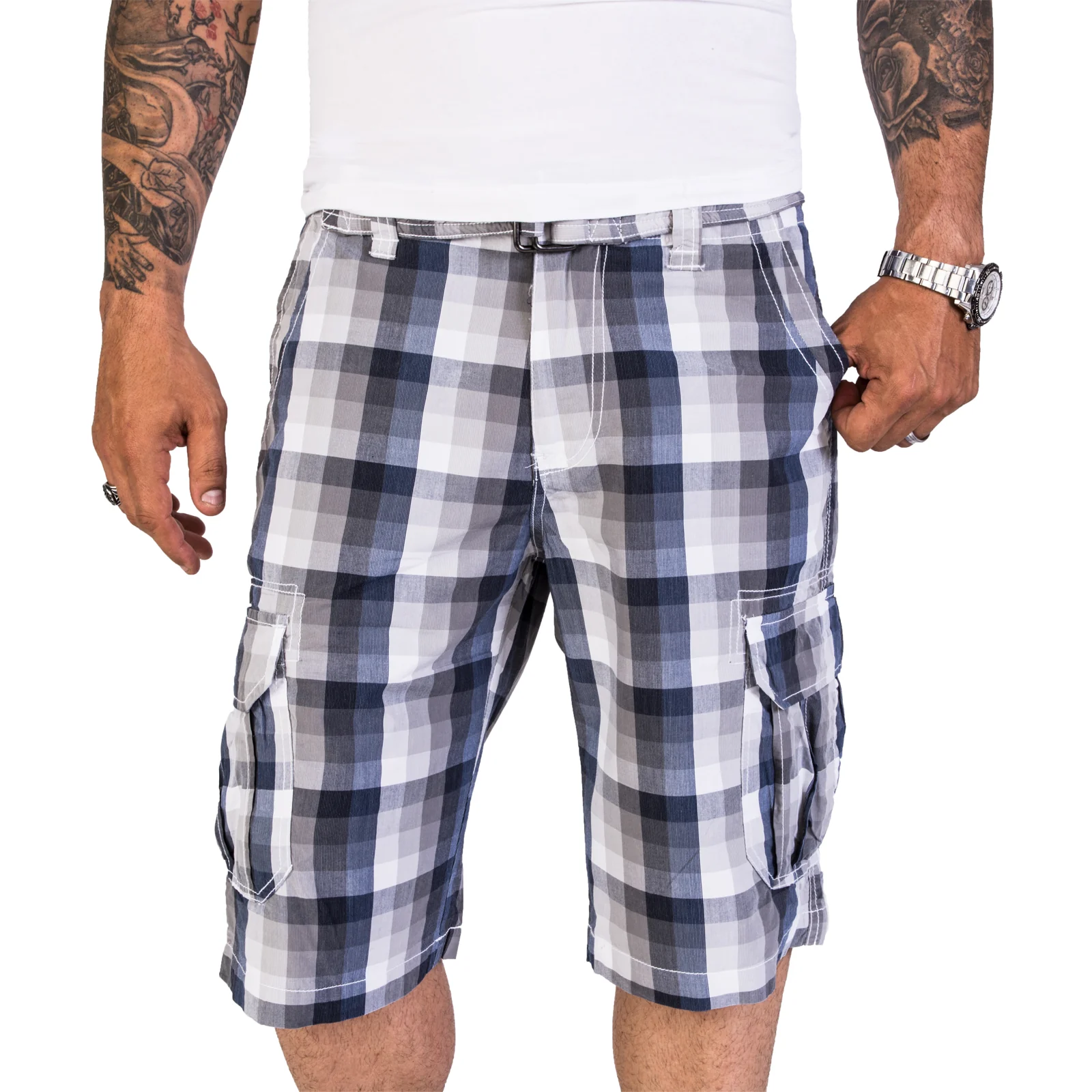 Herren Cargo Shorts Kariert H-185