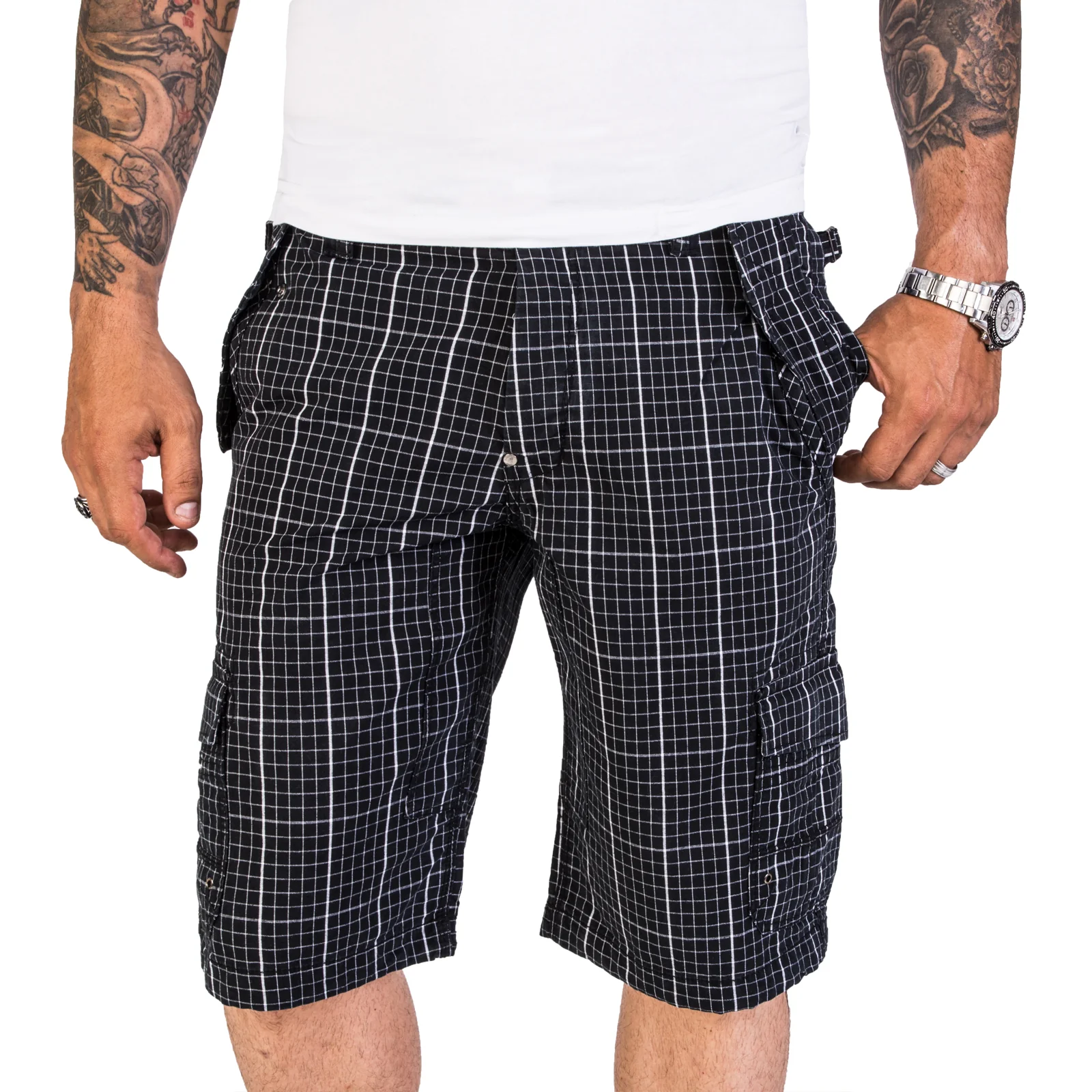 Herren Cargo Shorts Kariert H-188