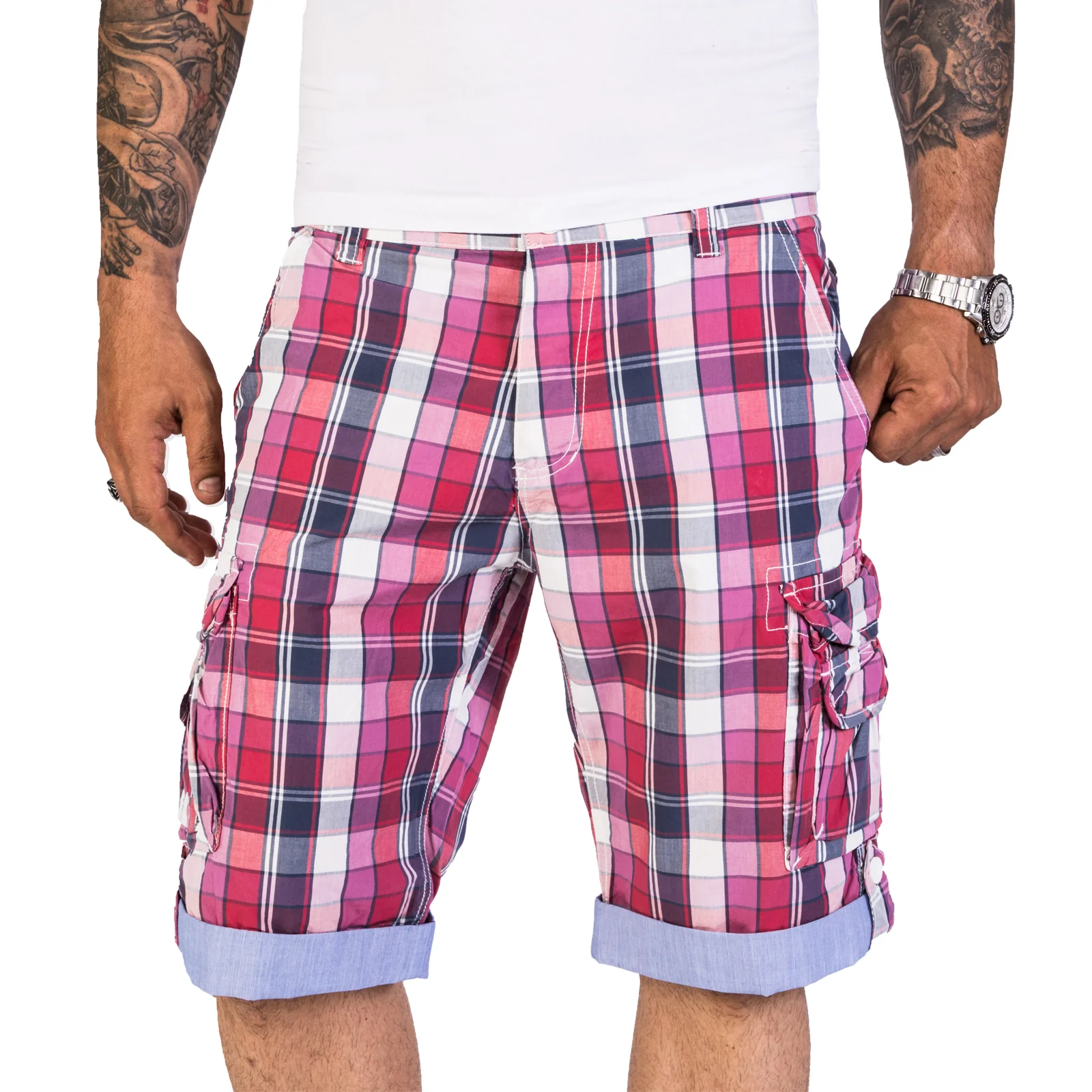 Herren Cargo Shorts Kariert mit Gürtel H-186 - Image 2