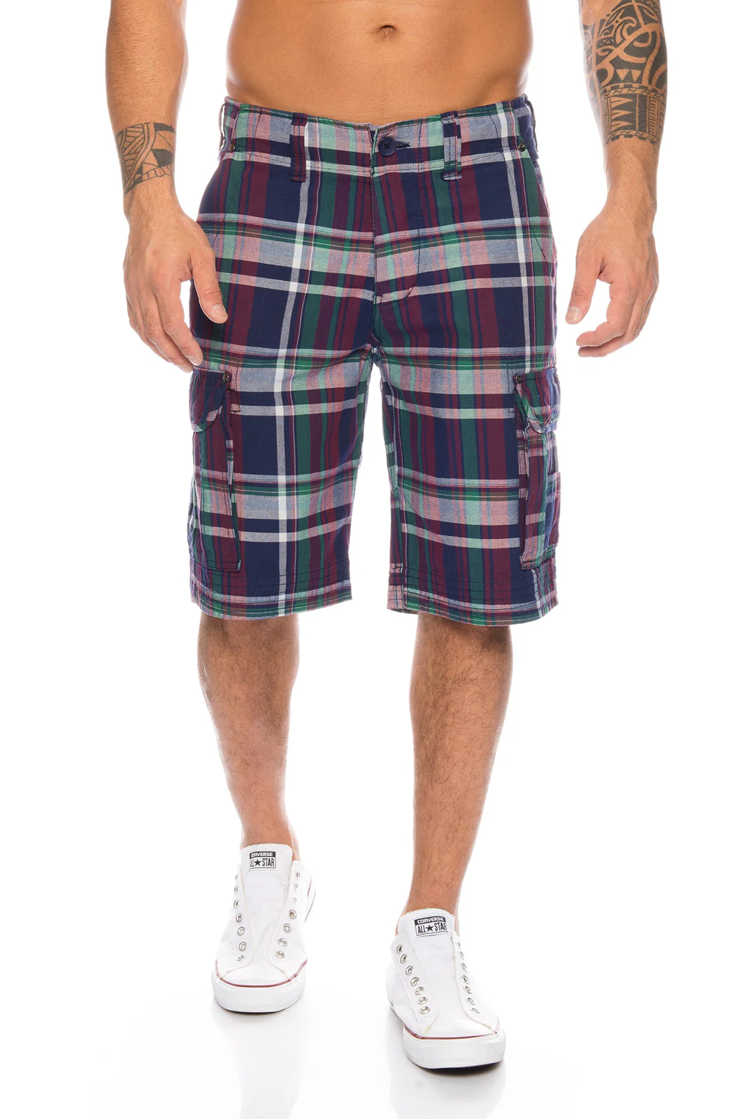 Herren Cargoshorts mit Karomuster Regular Fit H-074