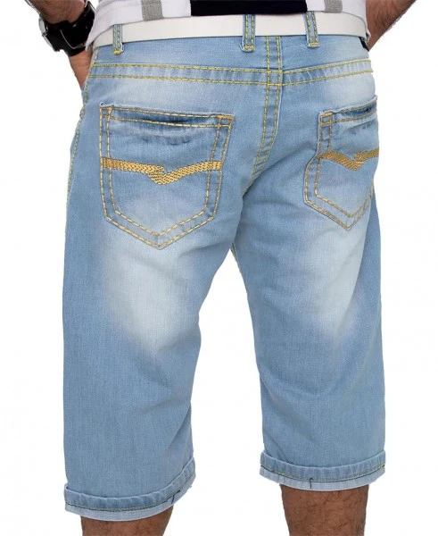 Herren Jeans Bermuda Shorts Hose Denim kurze Hose Hellblau RC-2080 - Image 3