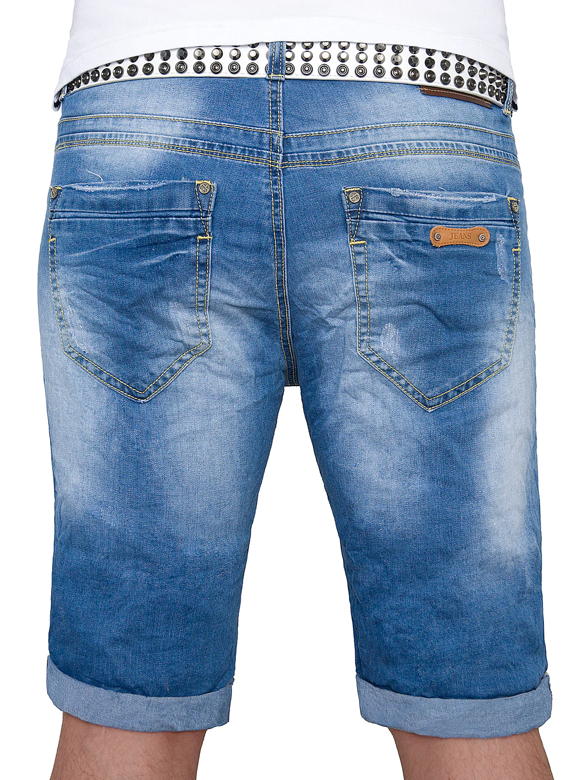 Herren Jeansshorts Destroyed-Look Blau H-078 - Image 3