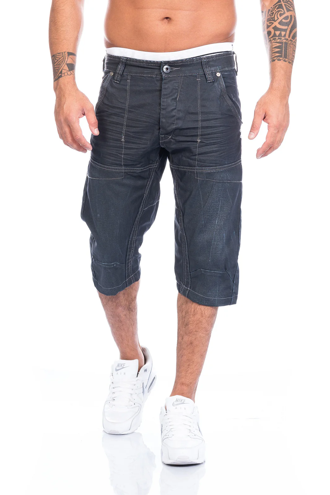 Herren Jeansshorts Regular Fit Dunkelblau H-093