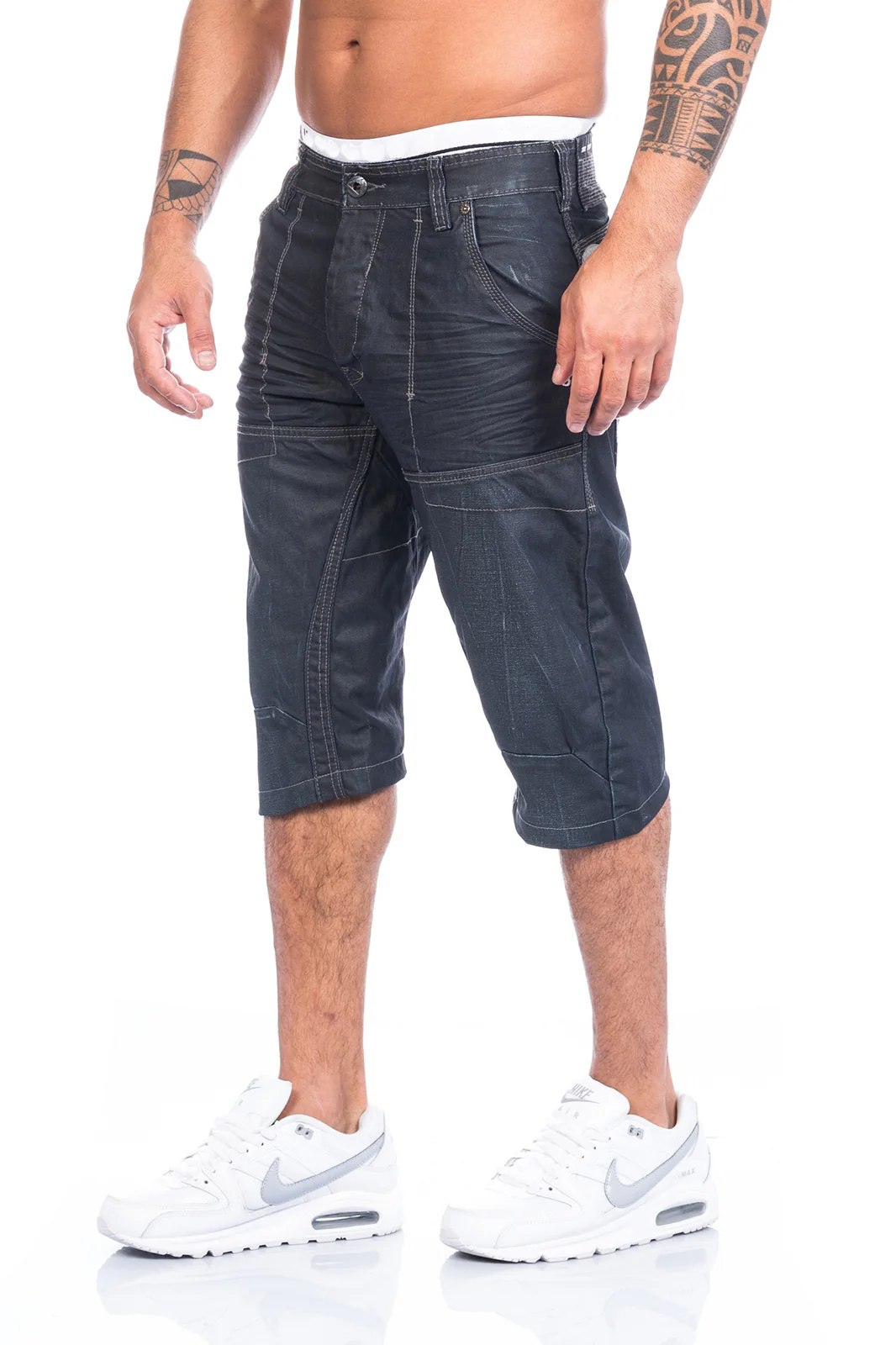 Herren Jeansshorts Regular Fit Dunkelblau H-093 - Image 2