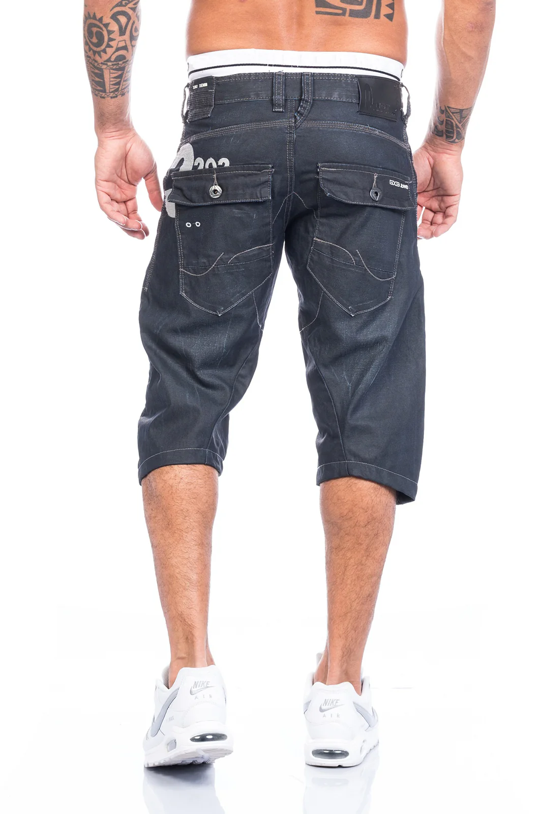 Herren Jeansshorts Regular Fit Dunkelblau H-093 - Image 3