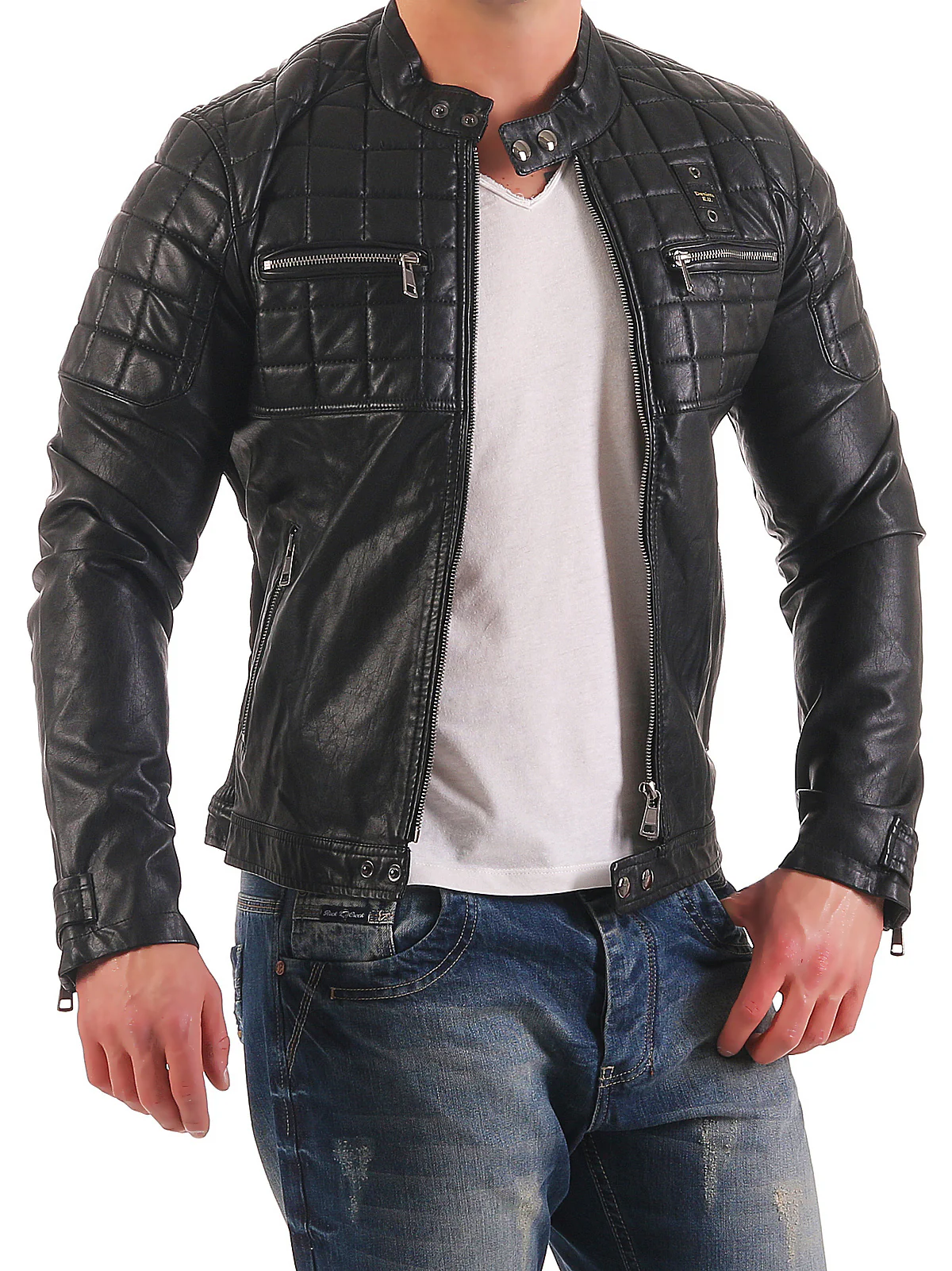 Herren Kunstlederjacke Biker-Style H-123 - Image 2