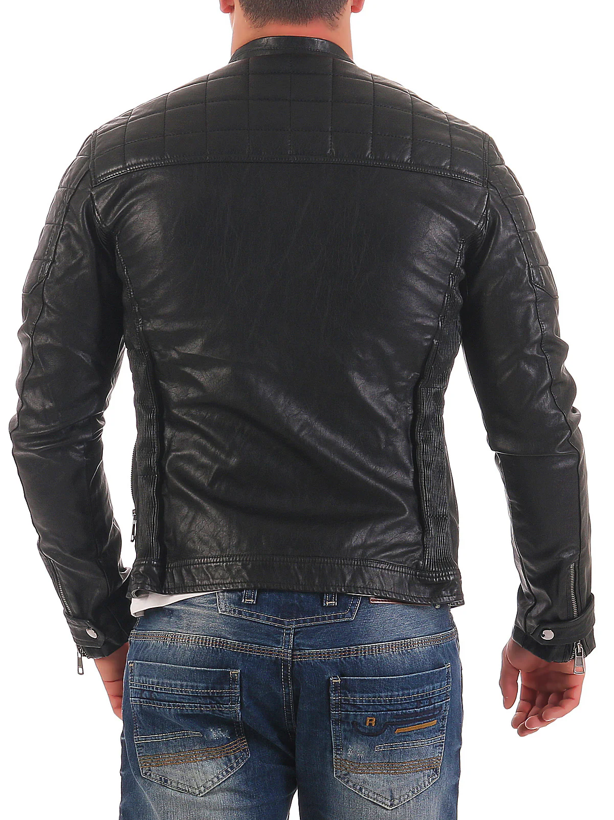 Herren Kunstlederjacke Biker-Style H-123 - Image 3
