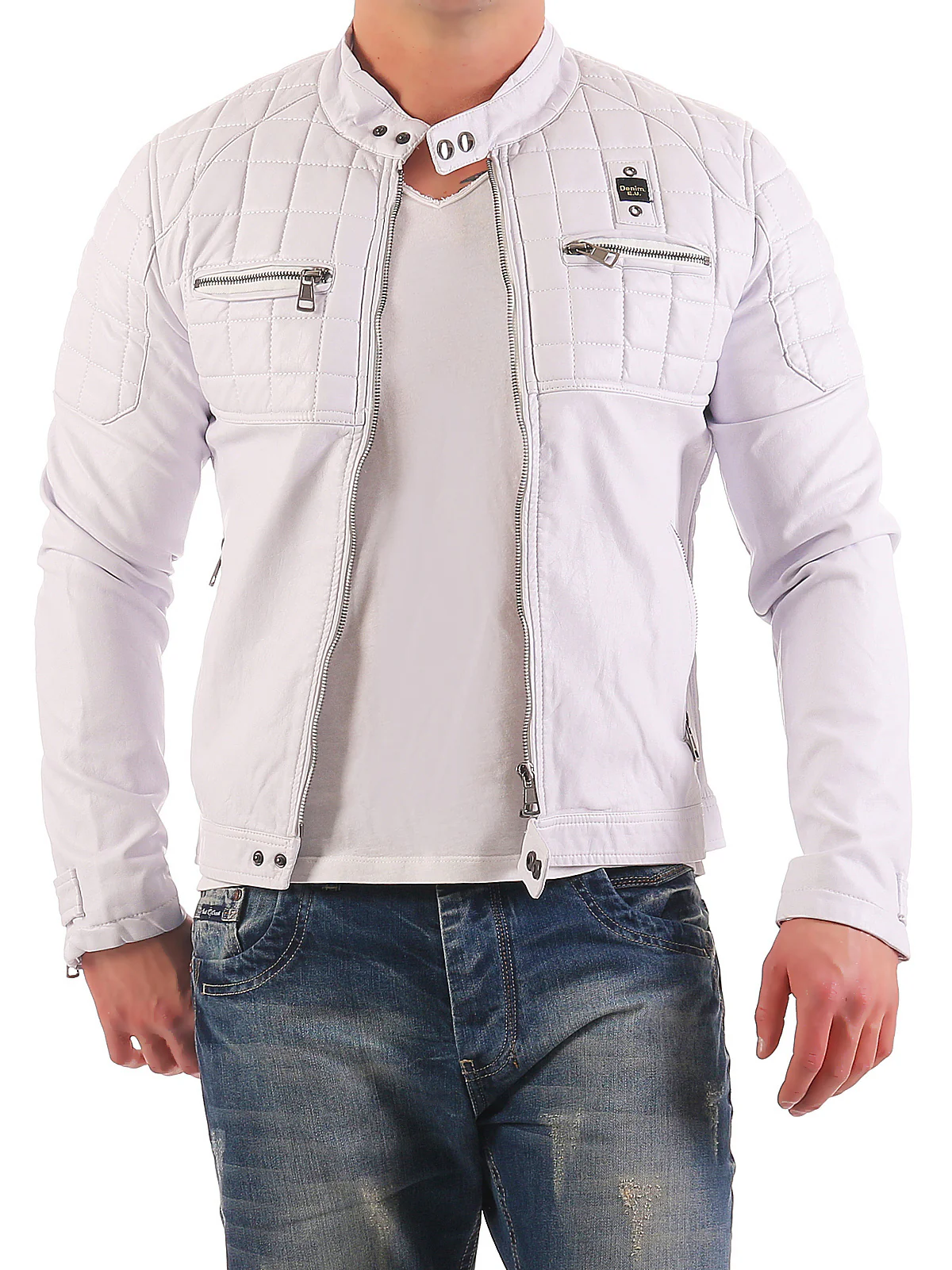 Herren Kunstlederjacke Biker-Style H-123 - Image 4