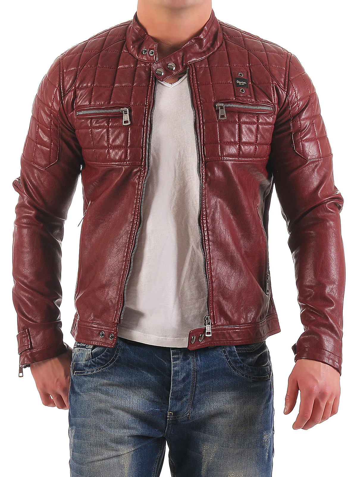 Herren Kunstlederjacke Biker-Style H-123 - Image 7