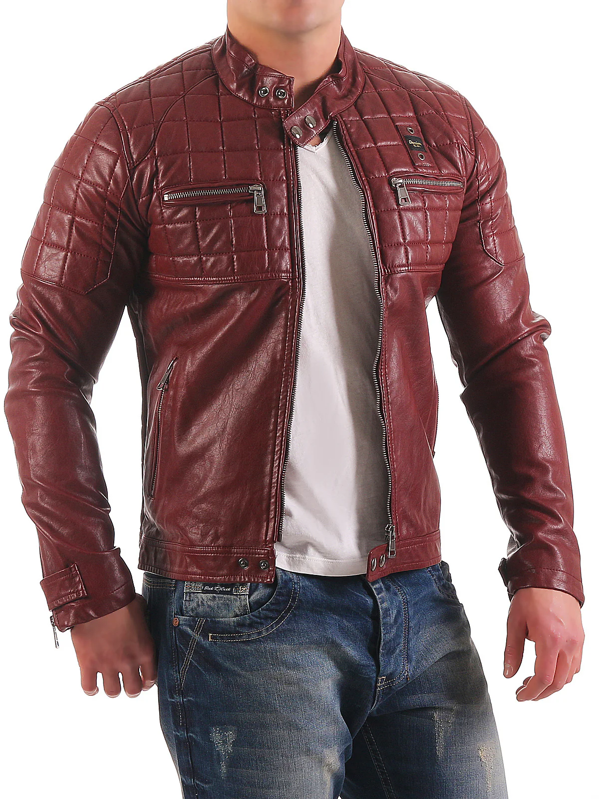 Herren Kunstlederjacke Biker-Style H-123 - Image 8