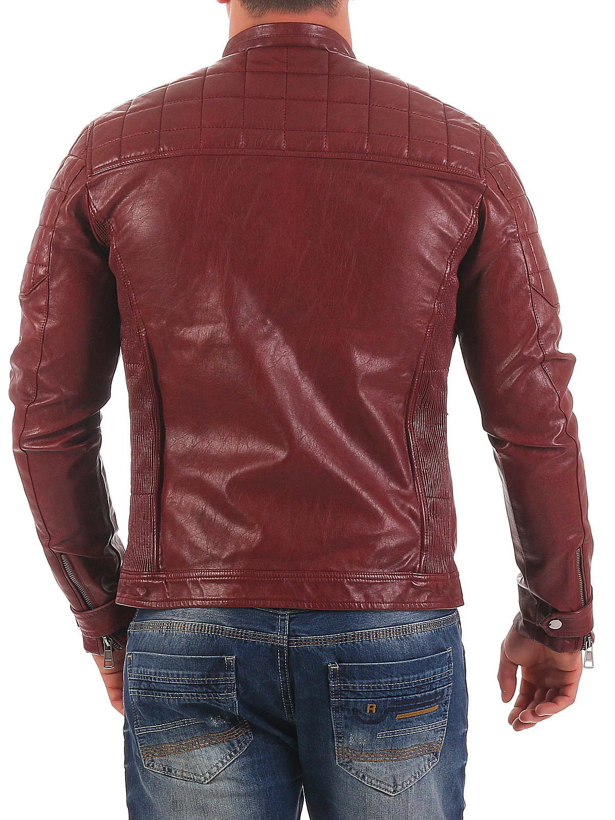 Herren Kunstlederjacke Biker-Style H-123 - Image 9