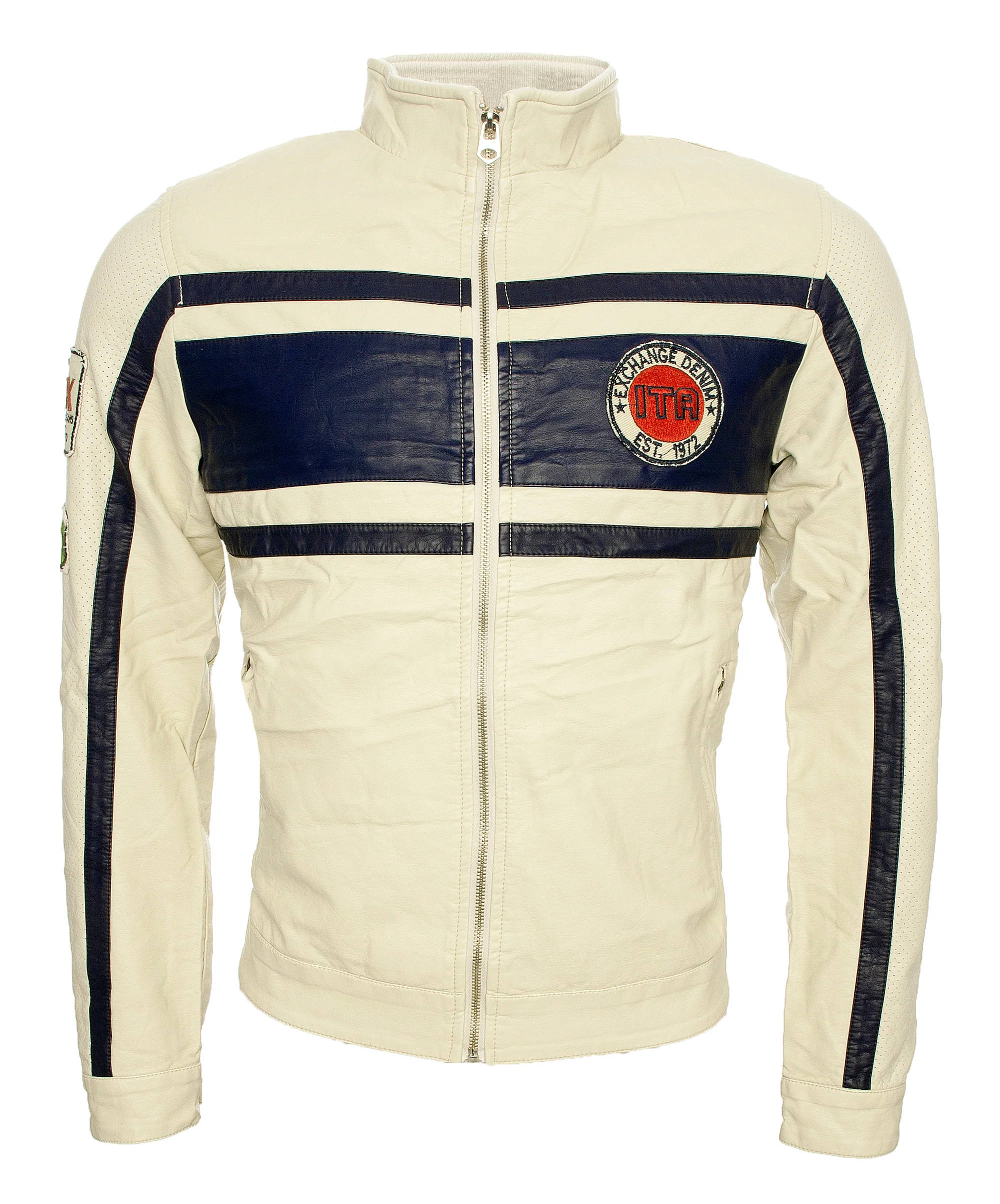 Herren Kunstlederjacke mit Stehkragen H-018