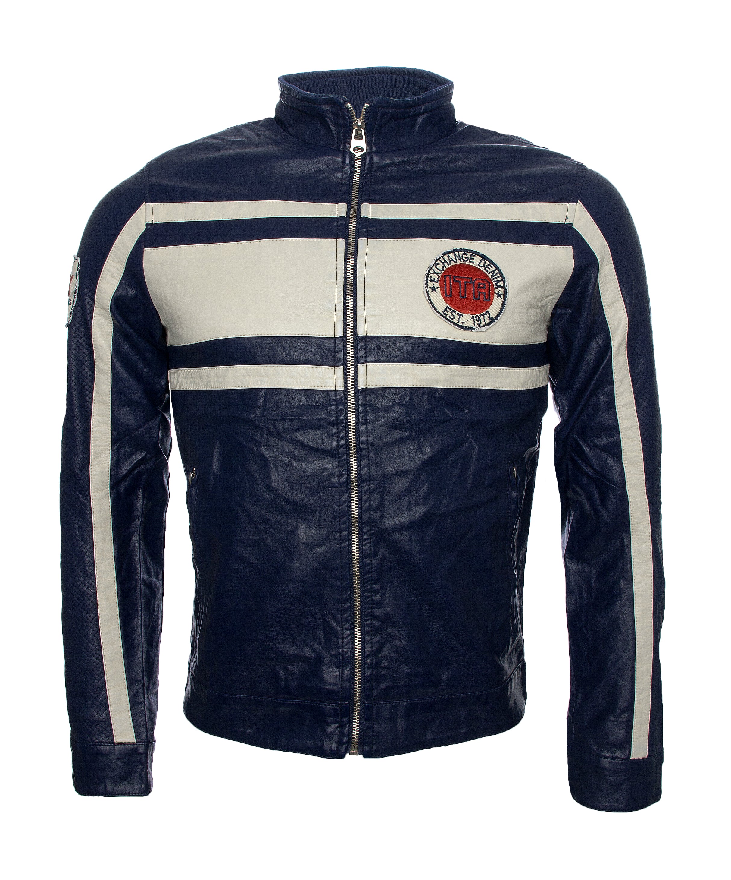 Herren Kunstlederjacke mit Stehkragen H-018 - Image 2