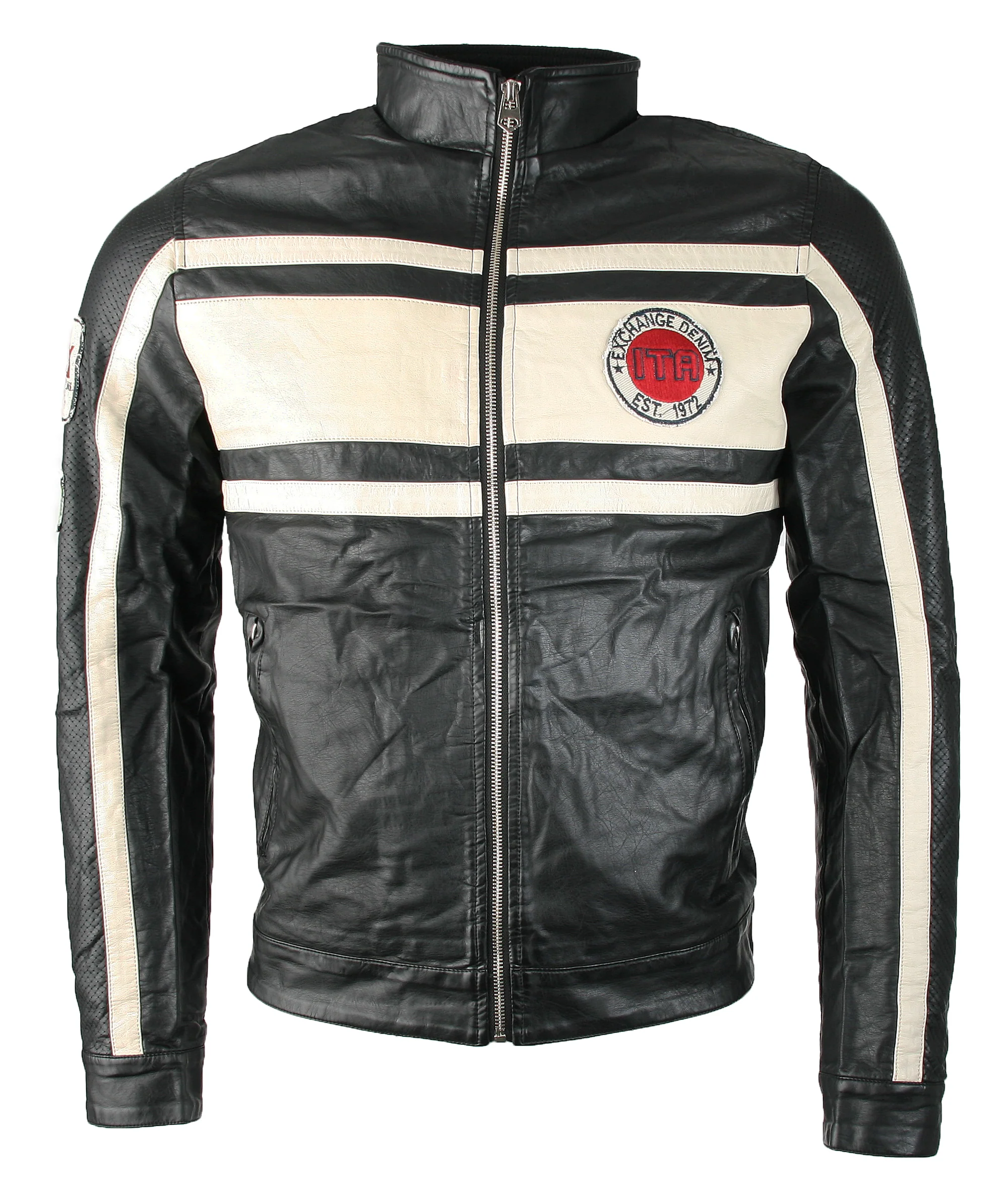 Herren Kunstlederjacke mit Stehkragen H-018 - Image 3