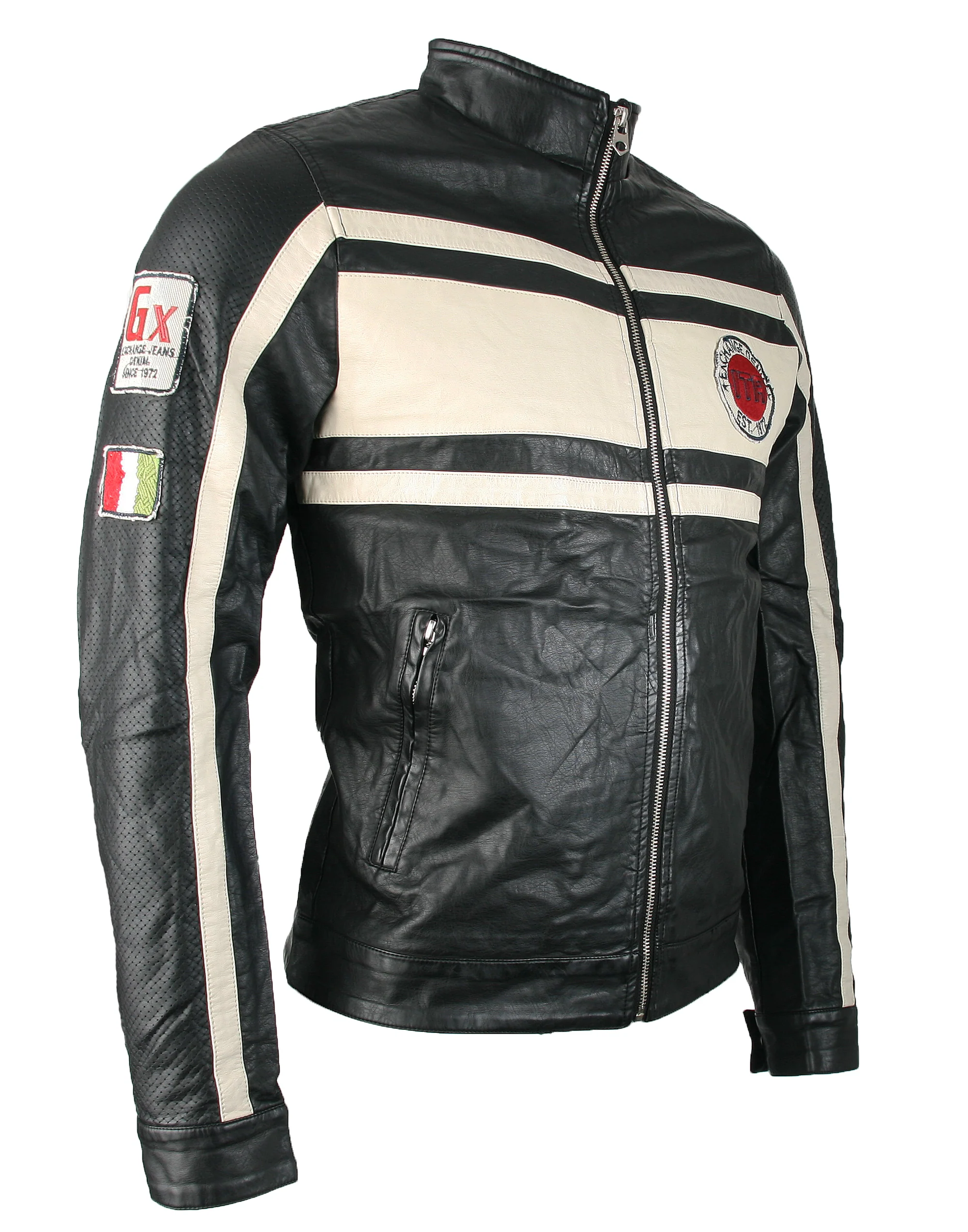 Herren Kunstlederjacke mit Stehkragen H-018 - Image 4
