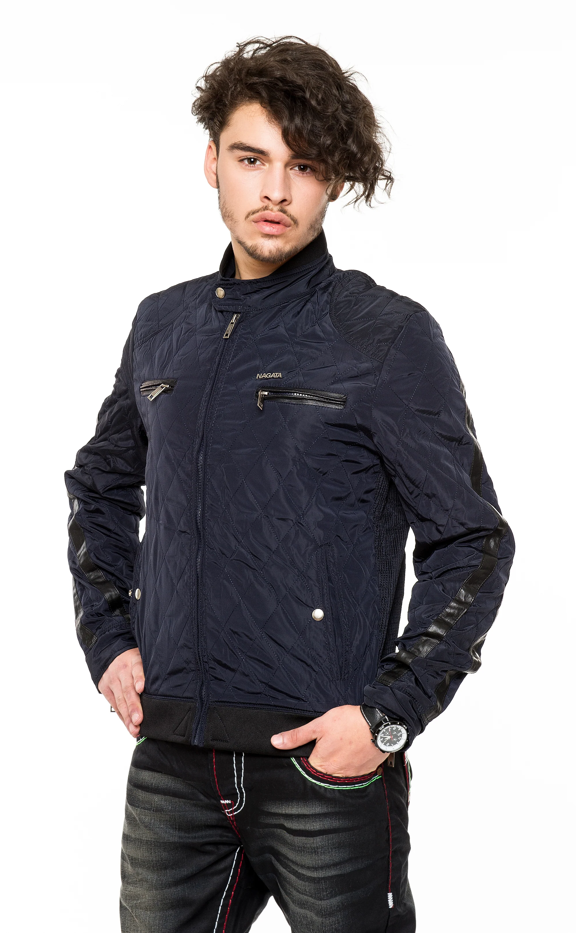 Herren Steppjacke gerippter Kragen Regular Fit H-048 - Image 2
