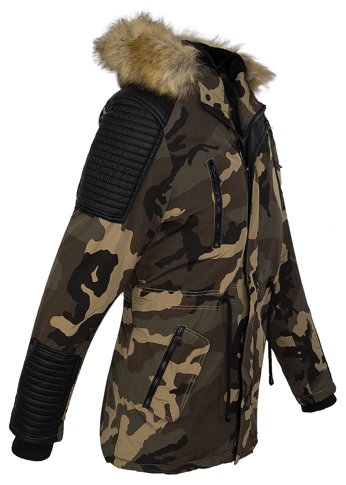 Herren Winter Jacke Kapuze mit Kunstfellkragen Teddyfell H-133 - Image 2