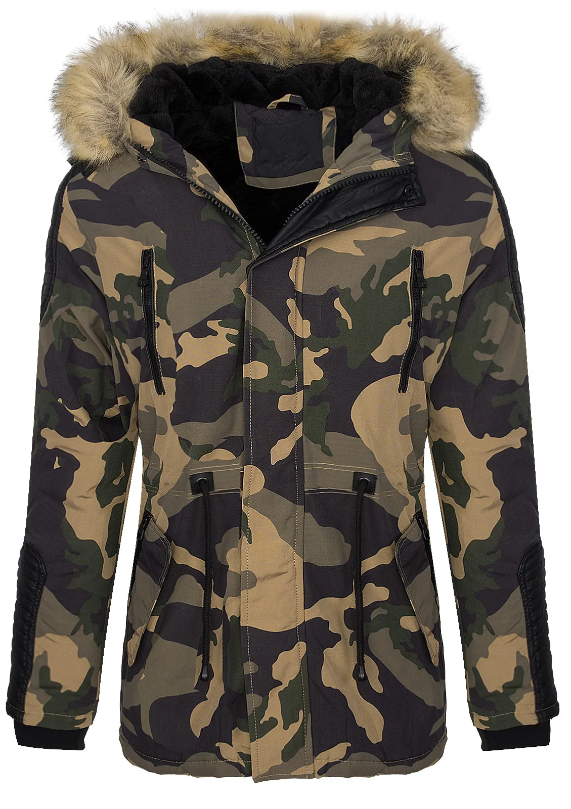 Herren Winter Jacke Kapuze mit Kunstfellkragen Teddyfell H-133 - Image 5