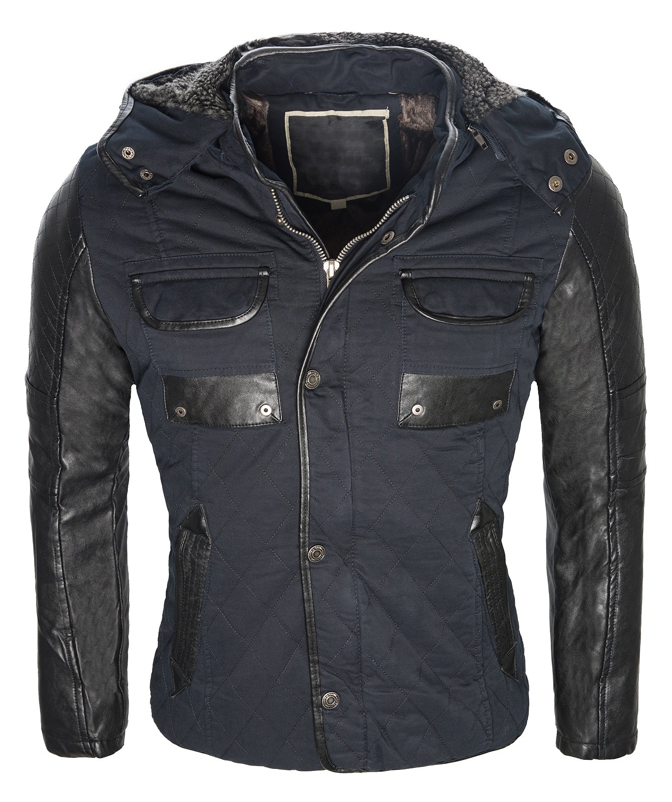 Herren Winter Jacke mit Kunstlederärmeln  H-063 - Image 2