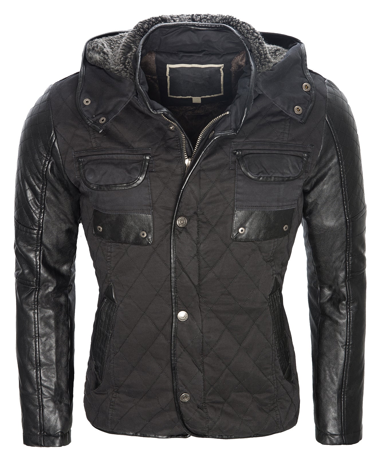 Herren Winter Jacke mit Kunstlederärmeln  H-063 - Image 3