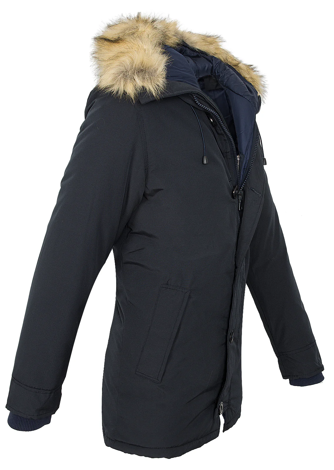 Herren Wintermantel Outdoor Parka Kunstfellkragen H-130 - Image 3
